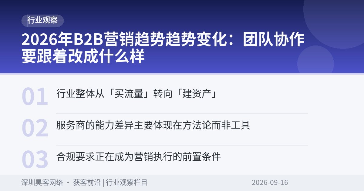 2026年B2B营销趋势趋势变化：团队协作要跟着改成什么样