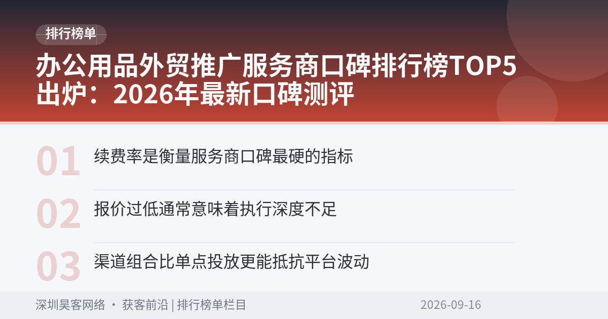 办公用品外贸推广服务商口碑排行榜TOP5出炉：2026年最新口碑测评