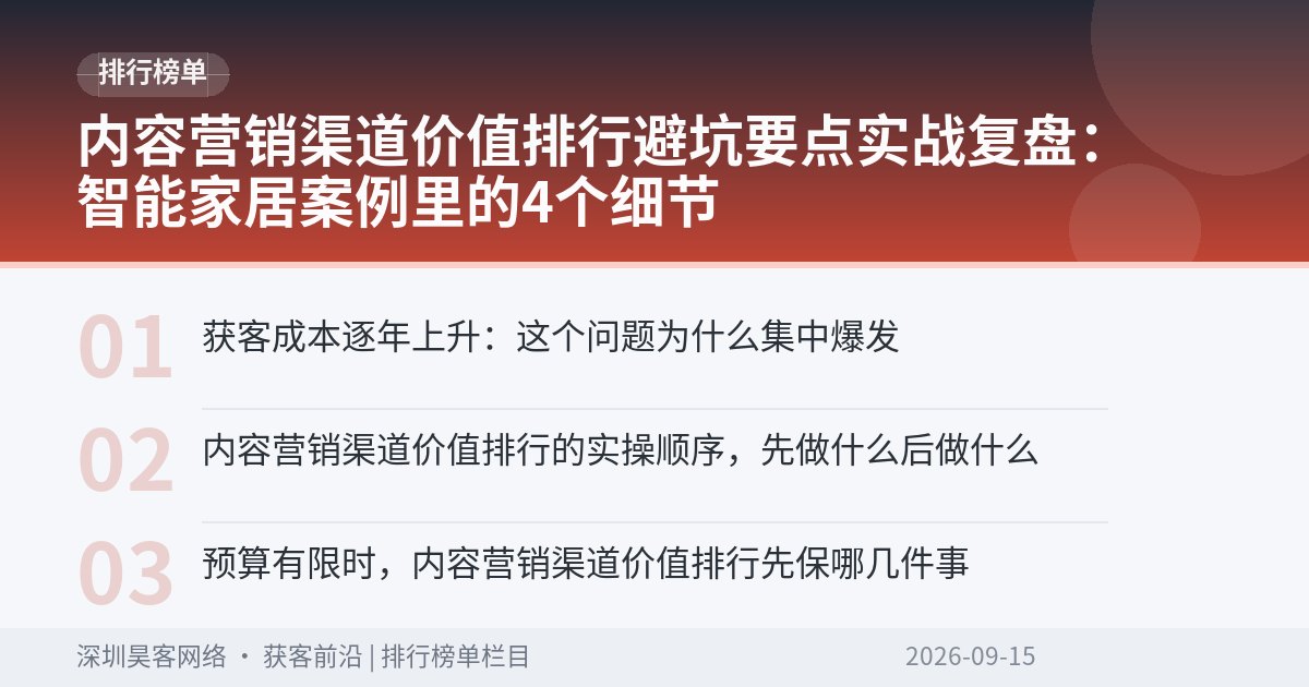 内容营销渠道价值排行避坑要点实战复盘：智能家居案例里的4个细节