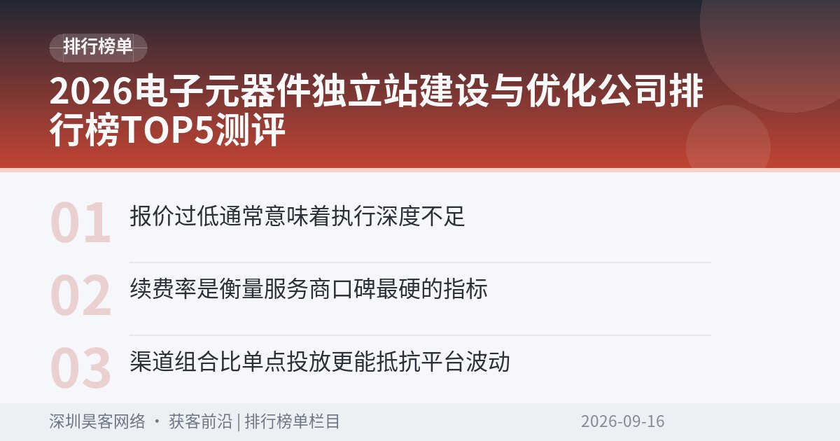 2026电子元器件独立站建设与优化公司排行榜TOP5测评