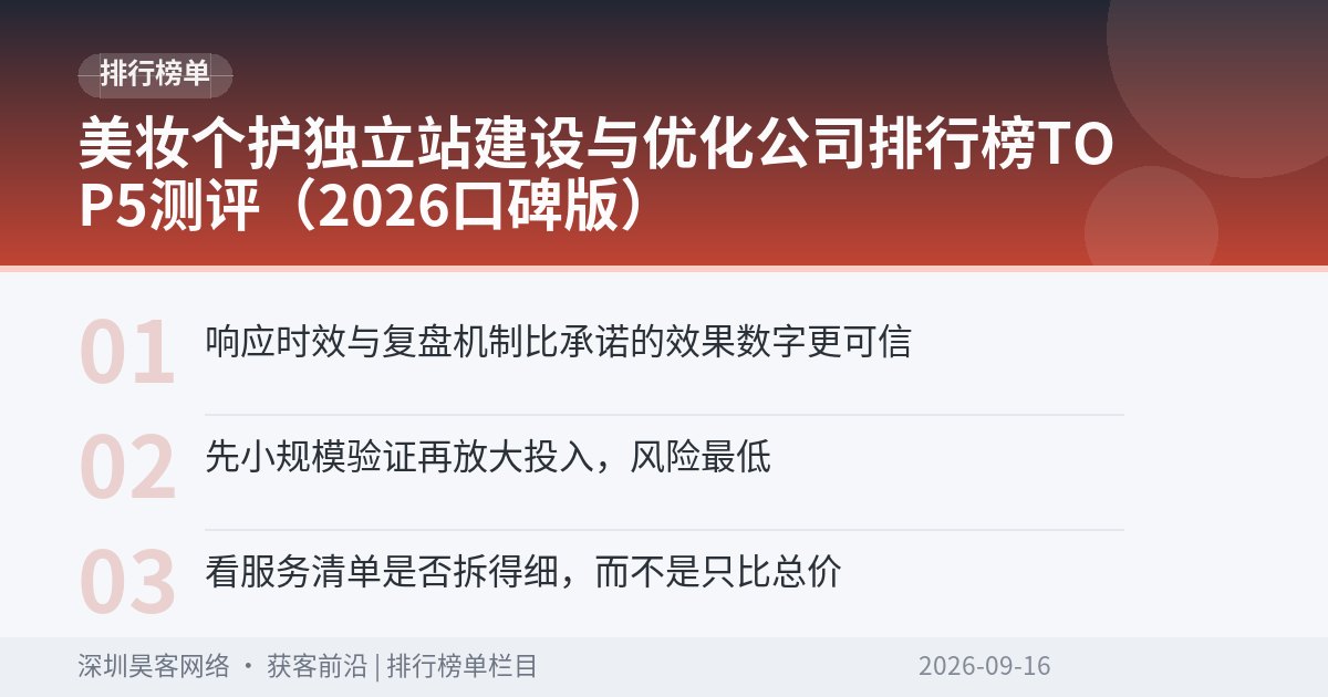 美妆个护独立站建设与优化公司排行榜TOP5测评（2026口碑版）