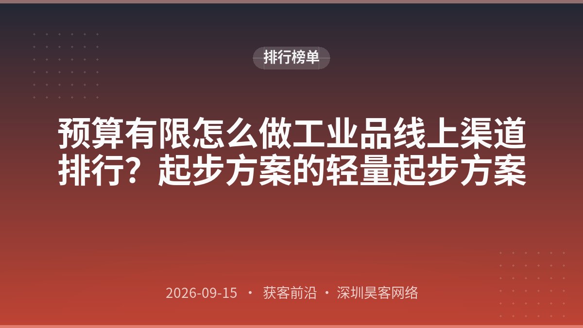 预算有限怎么做工业品线上渠道排行？起步方案的轻量起步方案