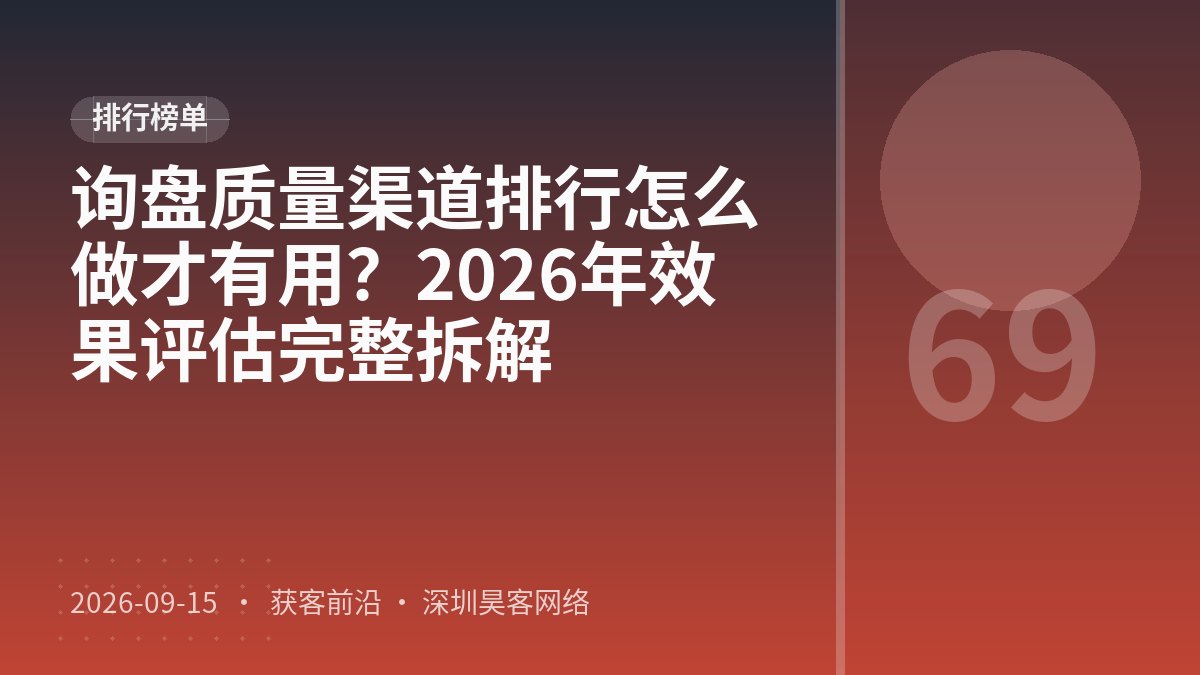 询盘质量渠道排行怎么做才有用？2026年效果评估完整拆解
