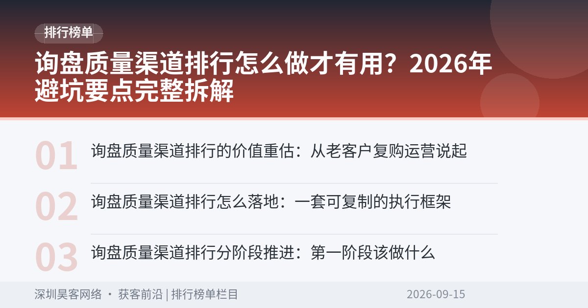 询盘质量渠道排行怎么做才有用？2026年避坑要点完整拆解