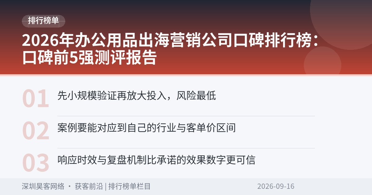 2026年办公用品出海营销公司口碑排行榜：口碑前5强测评报告