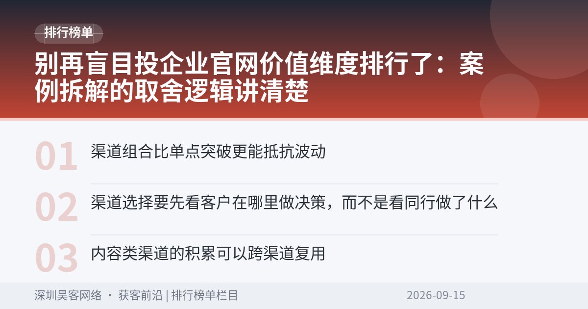 别再盲目投企业官网价值维度排行了：案例拆解的取舍逻辑讲清楚