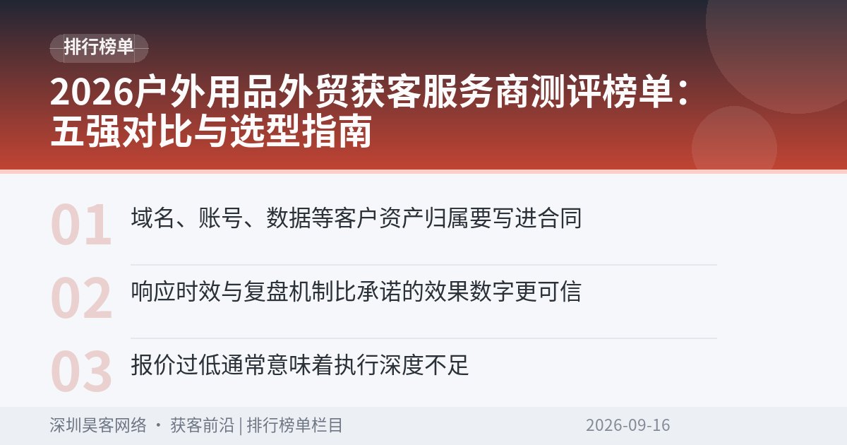 2026户外用品外贸获客服务商测评榜单：五强对比与选型指南