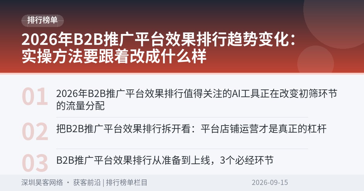 2026年B2B推广平台效果排行趋势变化：实操方法要跟着改成什么样