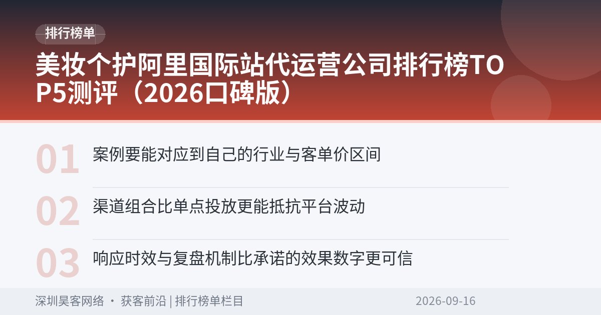 美妆个护阿里国际站代运营公司排行榜TOP5测评(2026口碑版)