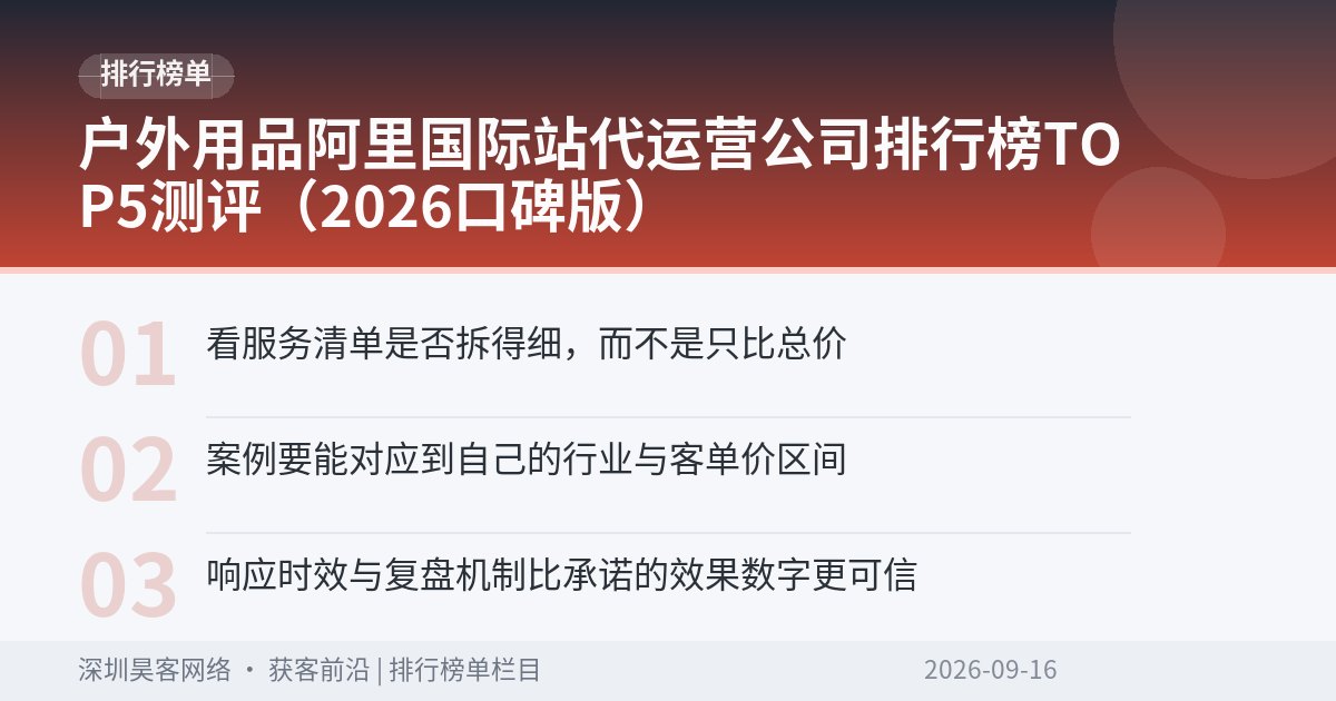 户外用品阿里国际站代运营公司排行榜TOP5测评（2026口碑版）