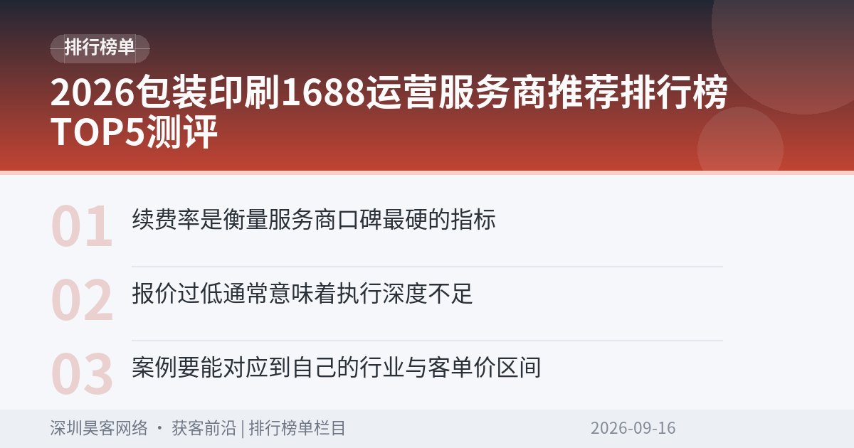 2026包装印刷1688运营服务商推荐排行榜TOP5测评