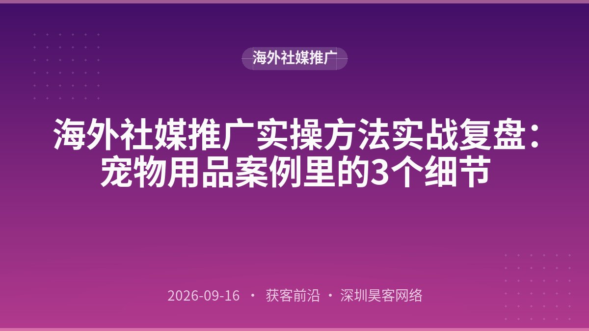 海外社媒推广实操方法实战复盘：宠物用品案例里的3个细节