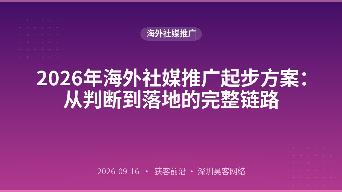 2026年海外社媒推广起步方案：从判断到落地的完整链路