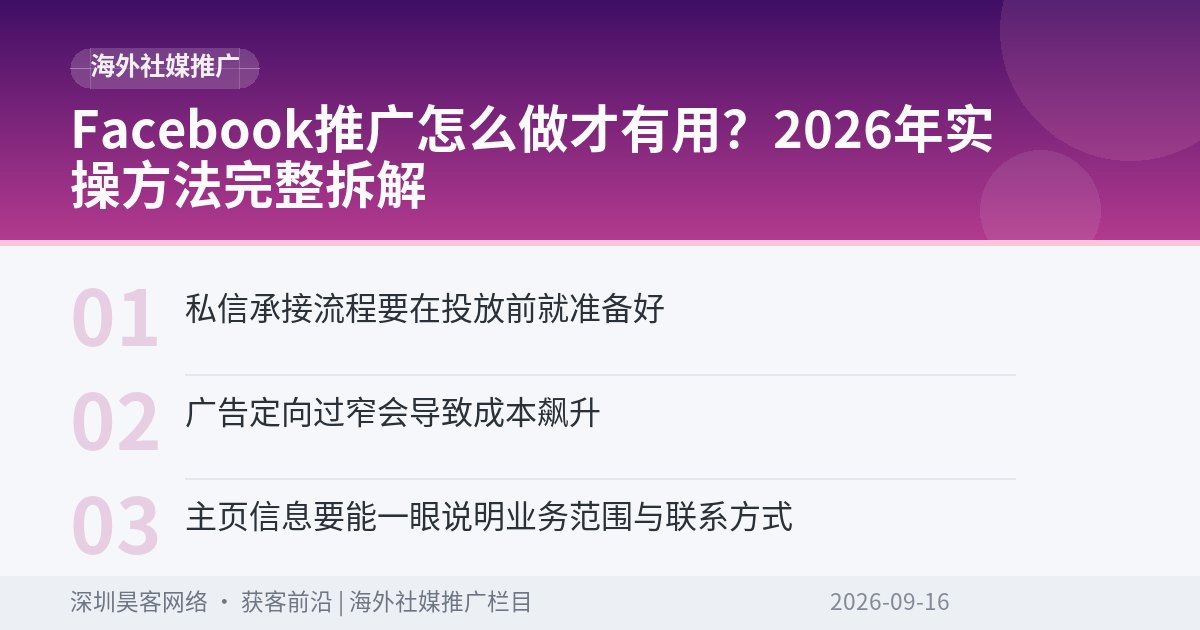 Facebook推广怎么做才有用？2026年实操方法完整拆解