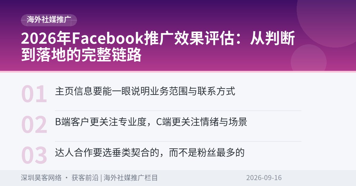 2026年Facebook推广效果评估:从判断到落地的完整链路