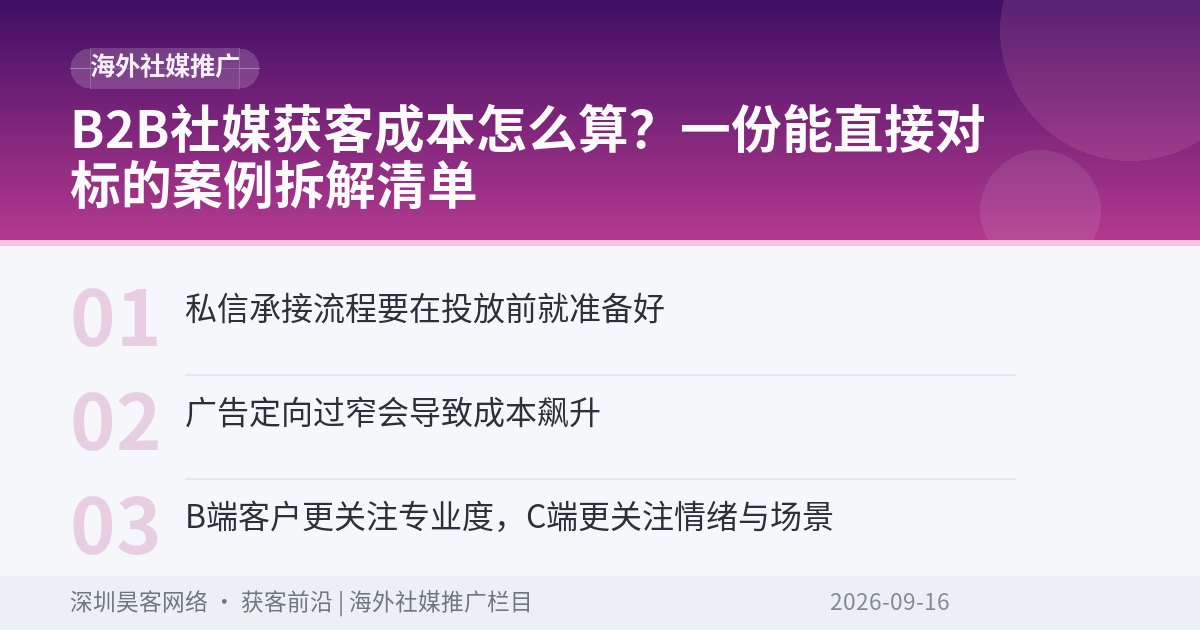 B2B社媒获客成本怎么算？一份能直接对标的案例拆解清单