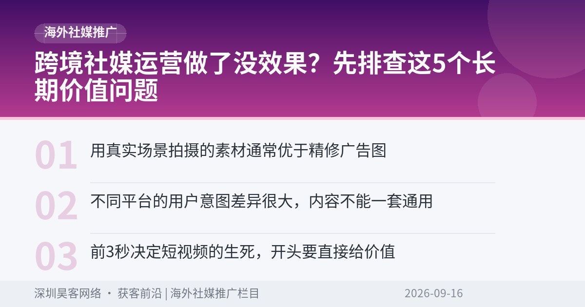 跨境社媒运营做了没效果？先排查这5个长期价值问题