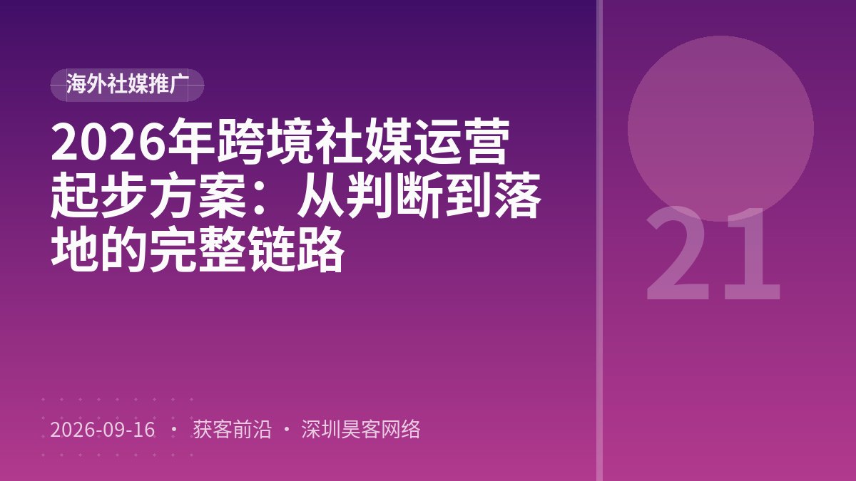2026年跨境社媒运营起步方案：从判断到落地的完整链路