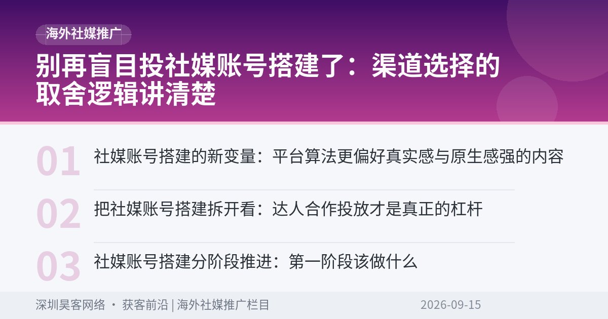 别再盲目投社媒账号搭建了：渠道选择的取舍逻辑讲清楚