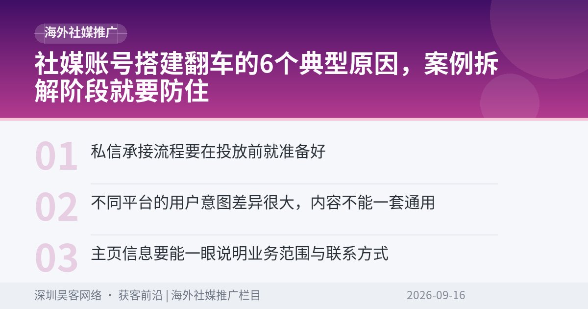 社媒账号搭建翻车的6个典型原因,案例拆解阶段就要防住