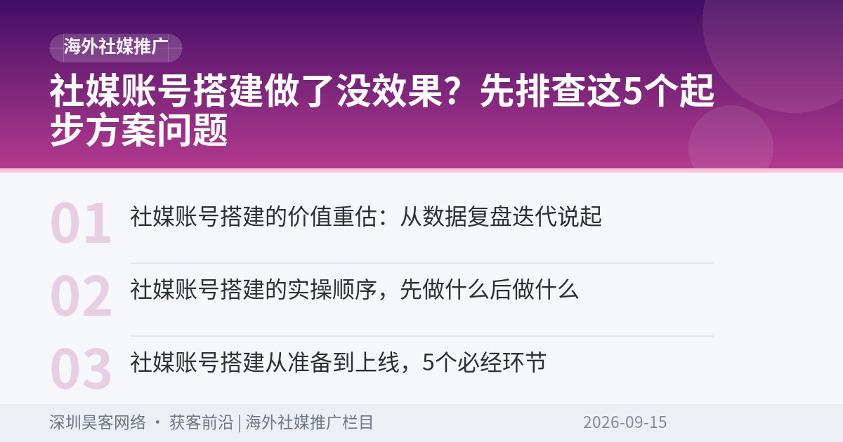 社媒账号搭建做了没效果?先排查这5个起步方案问题