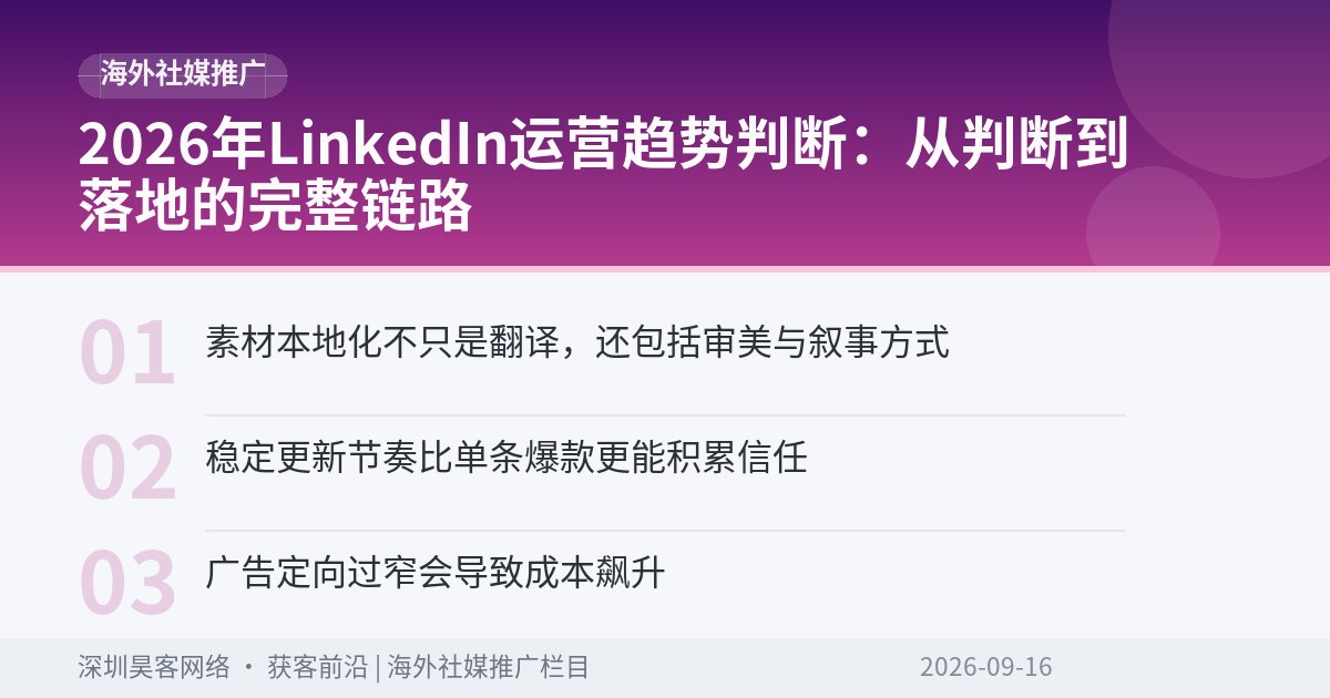 2026年LinkedIn运营趋势判断：从判断到落地的完整链路