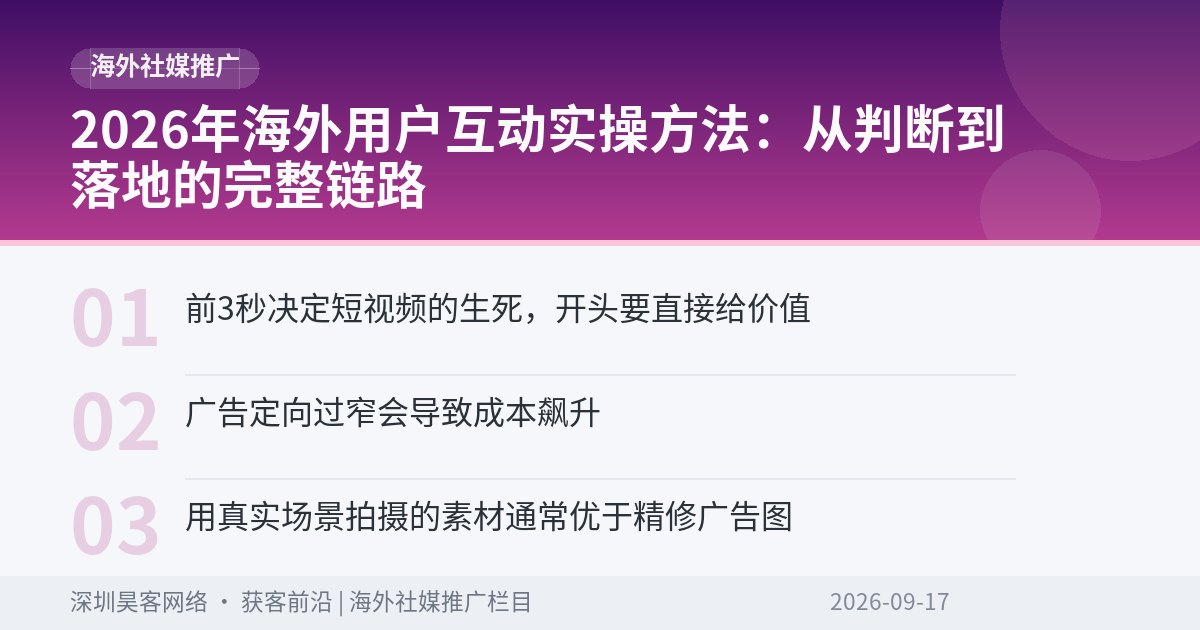 2026年海外用户互动实操方法：从判断到落地的完整链路