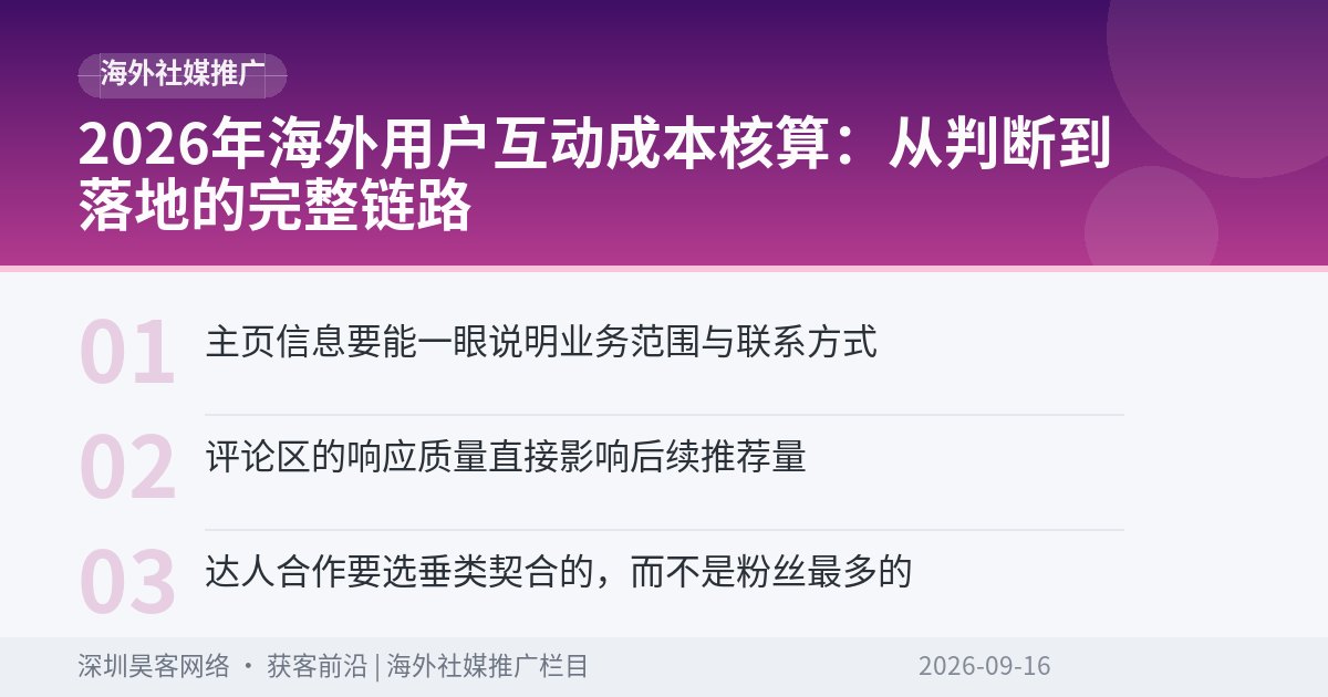 2026年海外用户互动成本核算:从判断到落地的完整链路