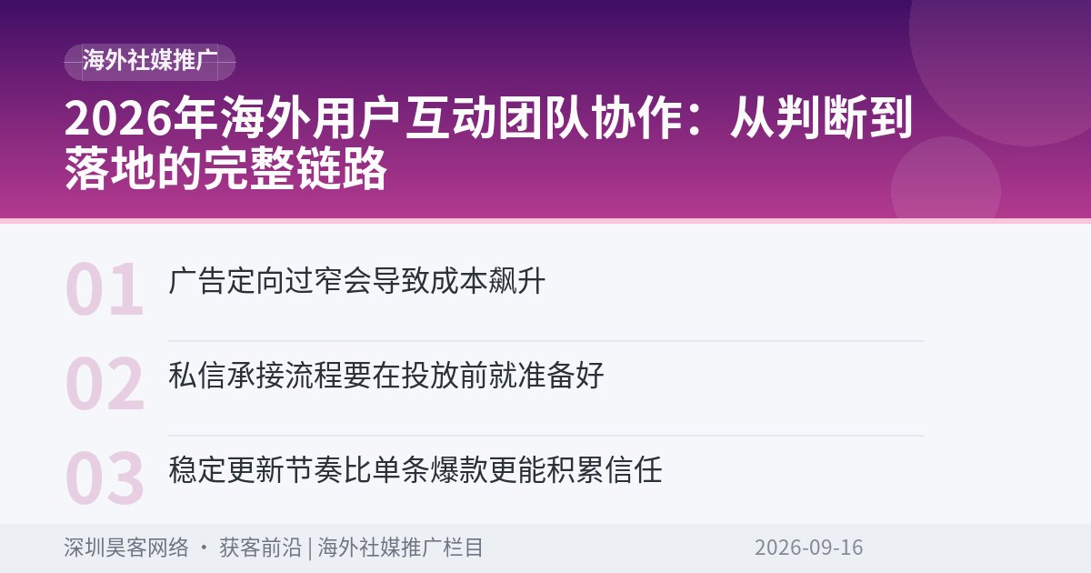 2026年海外用户互动团队协作：从判断到落地的完整链路
