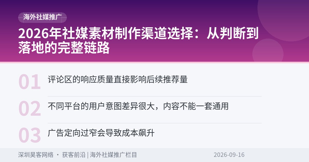 2026年社媒素材制作渠道选择:从判断到落地的完整链路