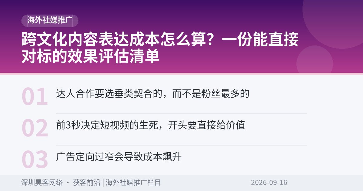 跨文化内容表达成本怎么算？一份能直接对标的效果评估清单