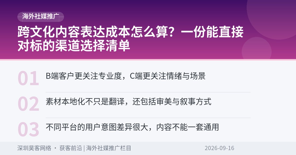 跨文化内容表达成本怎么算？一份能直接对标的渠道选择清单