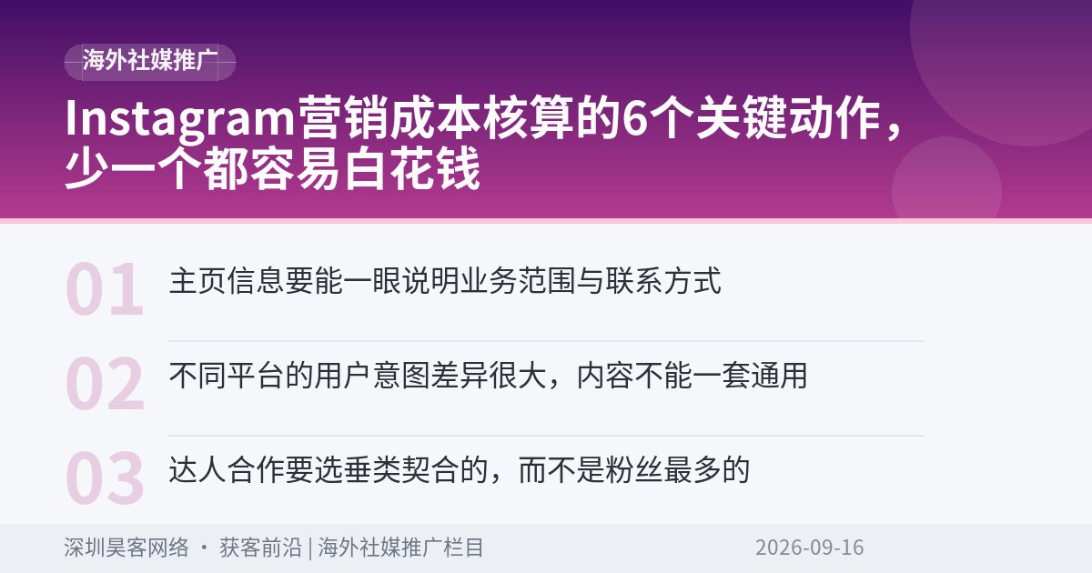 Instagram营销成本核算的6个关键动作，少一个都容易白花钱
