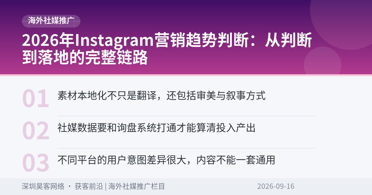 2026年Instagram营销趋势判断：从判断到落地的完整链路