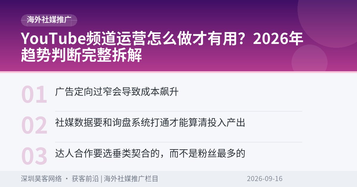 YouTube频道运营怎么做才有用？2026年趋势判断完整拆解