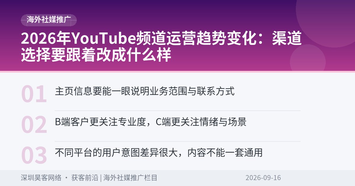 2026年YouTube频道运营趋势变化：渠道选择要跟着改成什么样