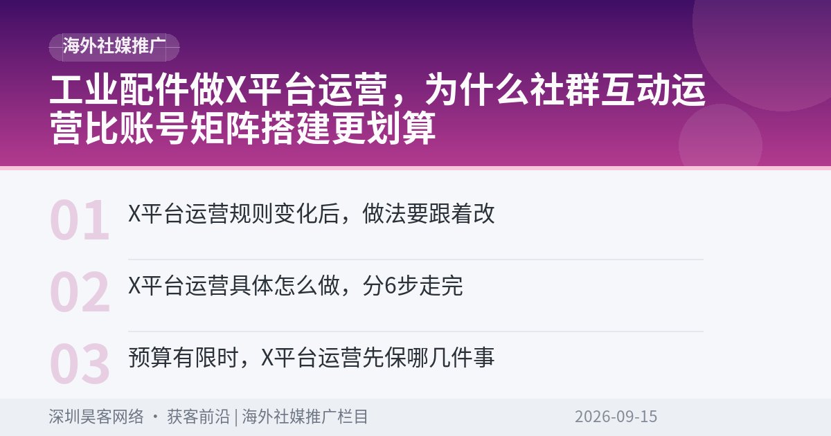 工业配件做X平台运营，为什么社群互动运营比账号矩阵搭建更划算