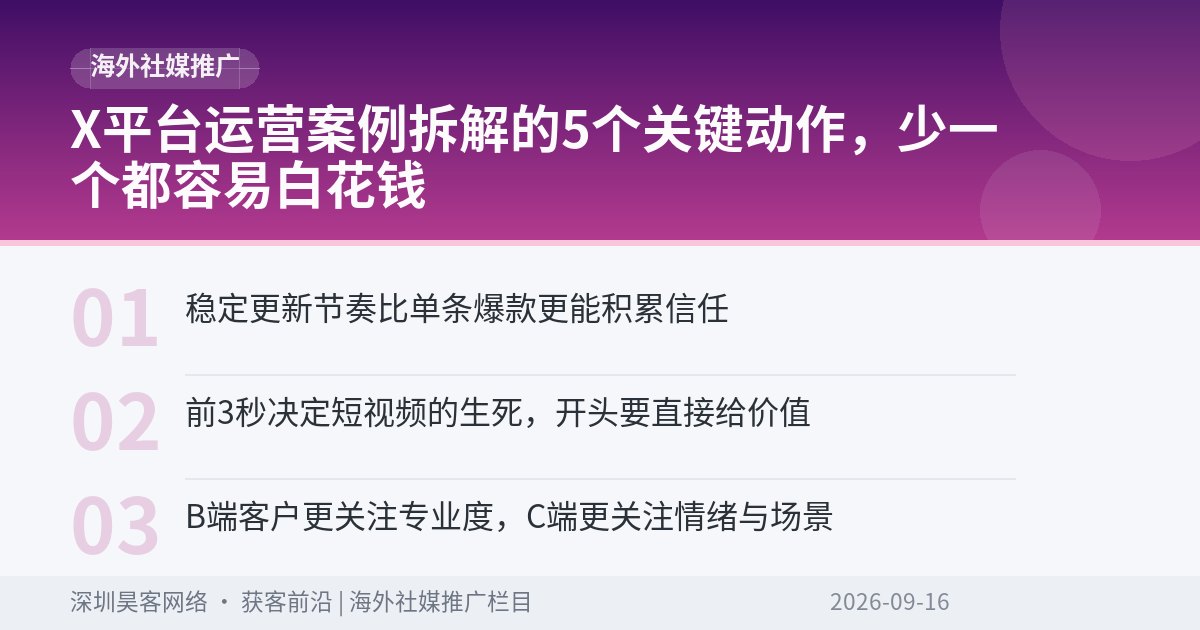 X平台运营案例拆解的5个关键动作，少一个都容易白花钱