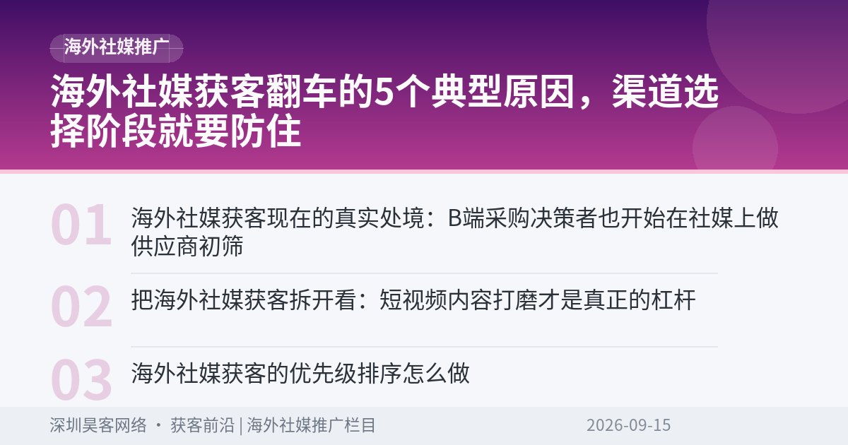 海外社媒获客翻车的5个典型原因，渠道选择阶段就要防住