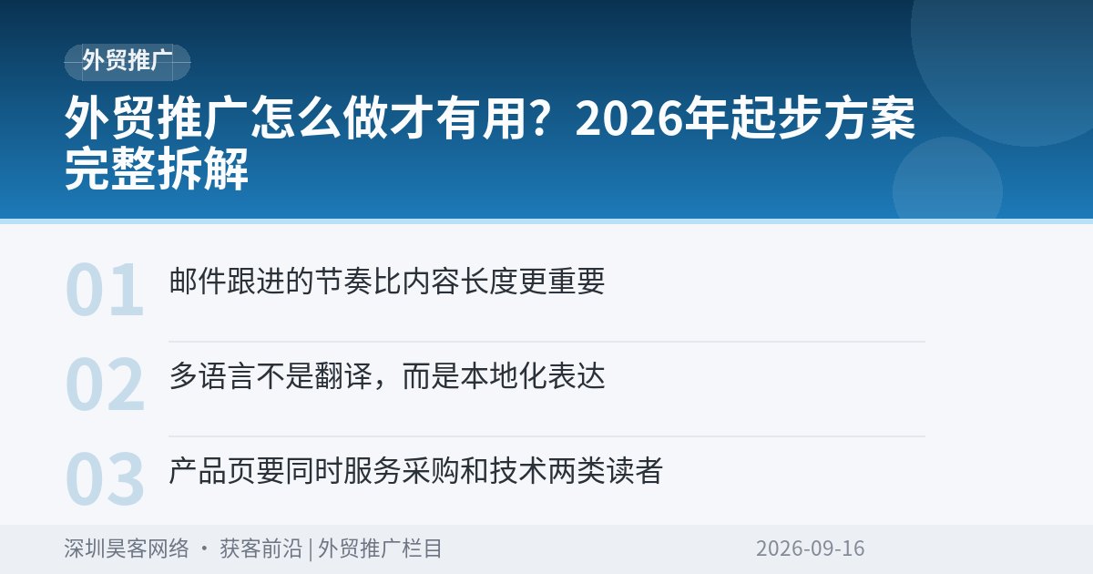 外贸推广怎么做才有用？2026年起步方案完整拆解
