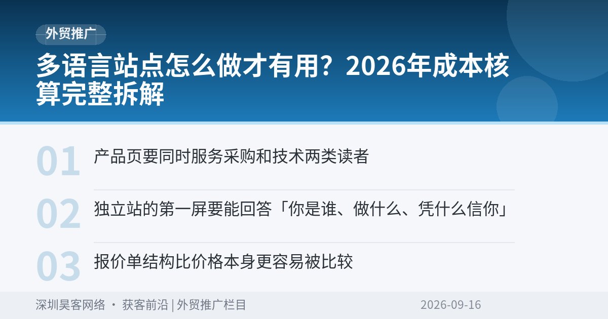 多语言站点怎么做才有用?2026年成本核算完整拆解