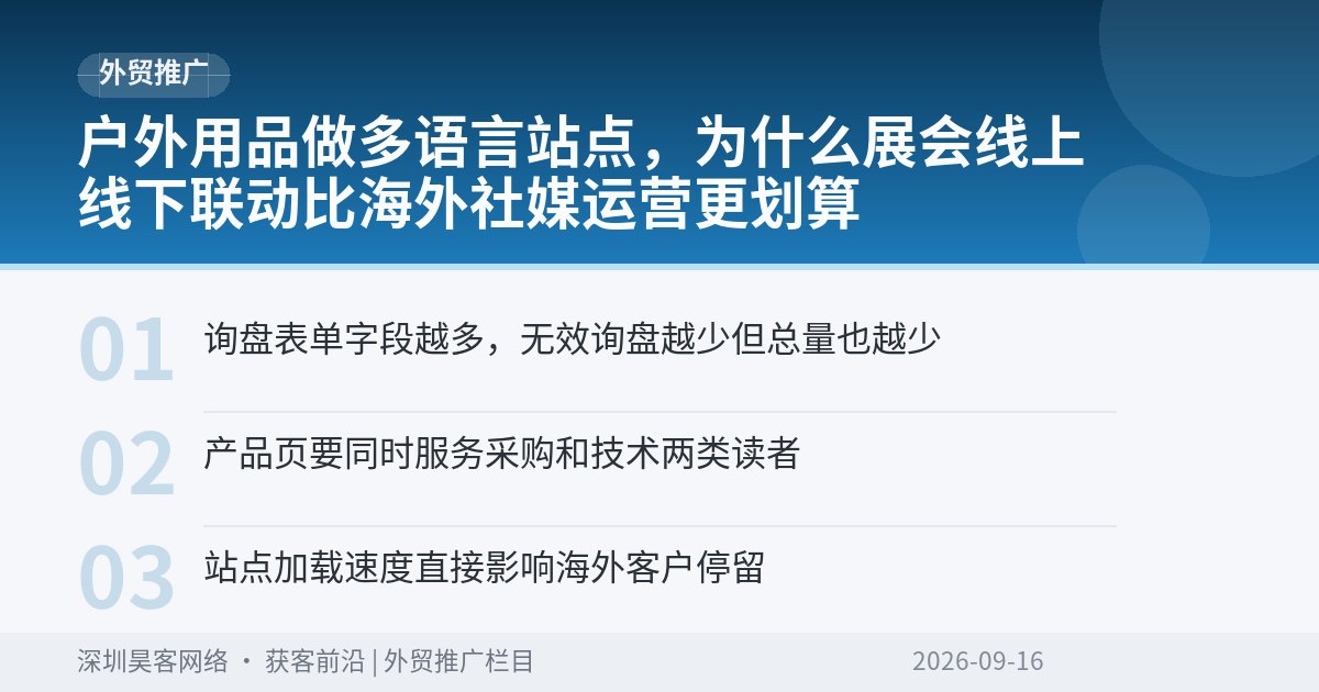 户外用品做多语言站点,为什么展会线上线下联动比海外社媒运营更划算