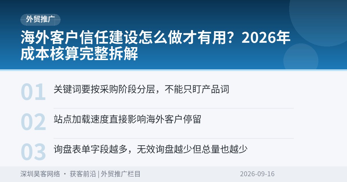 海外客户信任建设怎么做才有用？2026年成本核算完整拆解