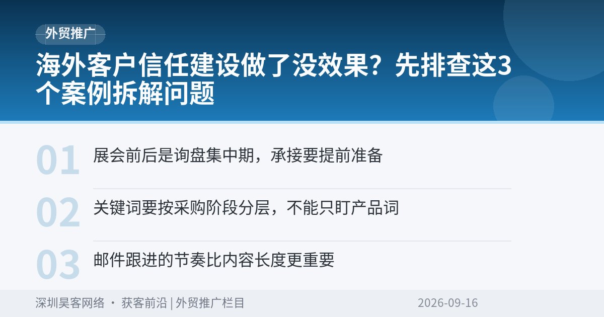 海外客户信任建设做了没效果？先排查这3个案例拆解问题