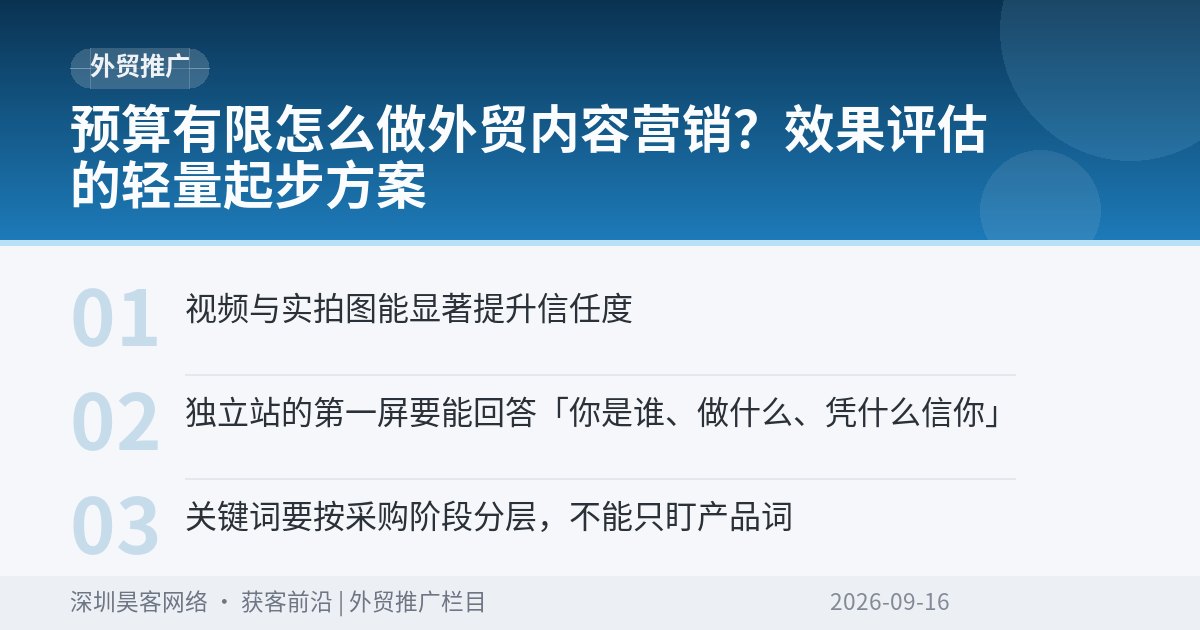 预算有限怎么做外贸内容营销？效果评估的轻量起步方案