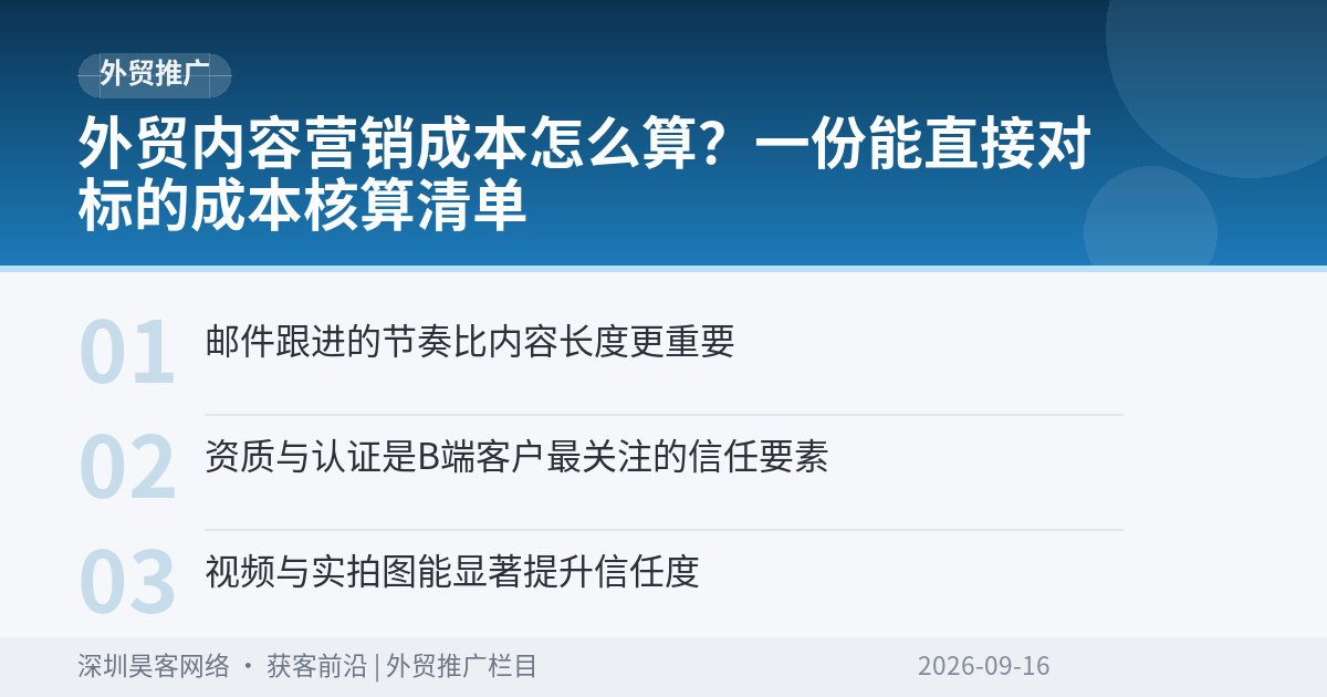 外贸内容营销成本怎么算？一份能直接对标的成本核算清单