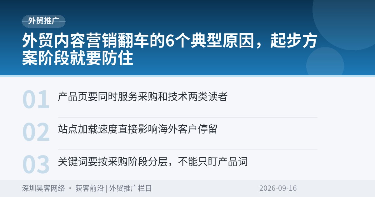 外贸内容营销翻车的6个典型原因，起步方案阶段就要防住