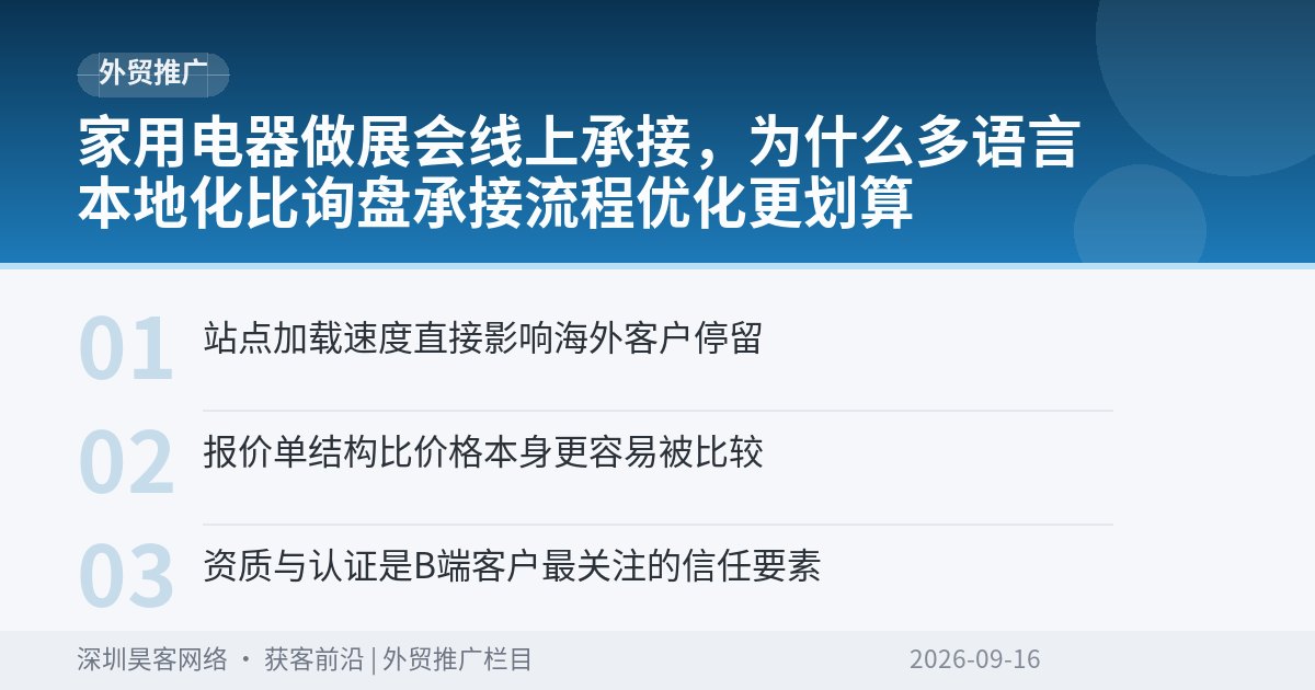 家用电器做展会线上承接,为什么多语言本地化比询盘承接流程优化更划算