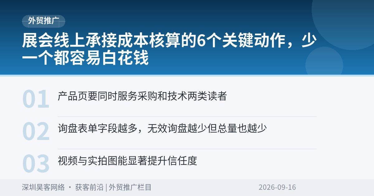 展会线上承接成本核算的6个关键动作,少一个都容易白花钱
