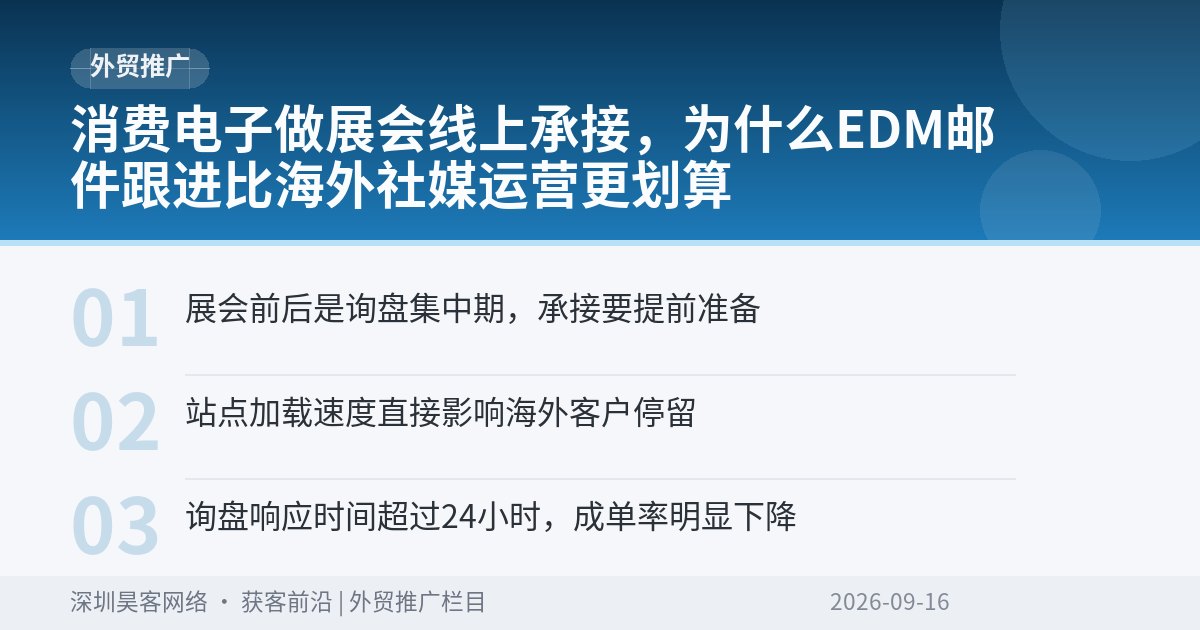 消费电子做展会线上承接，为什么EDM邮件跟进比海外社媒运营更划算